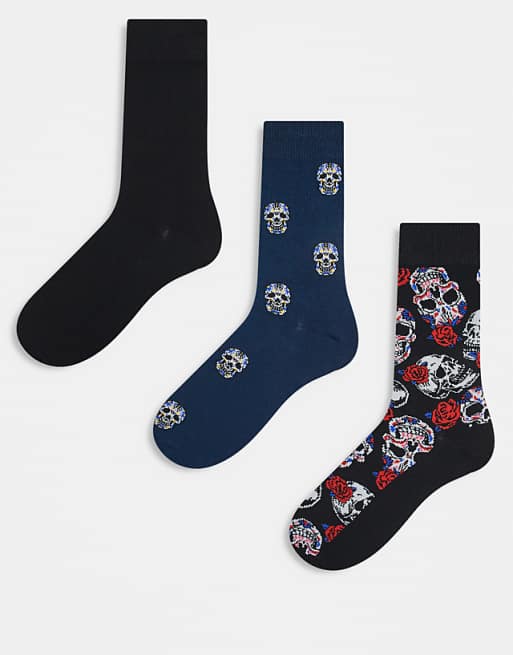 Jack & Jones 3 pack skull print socks