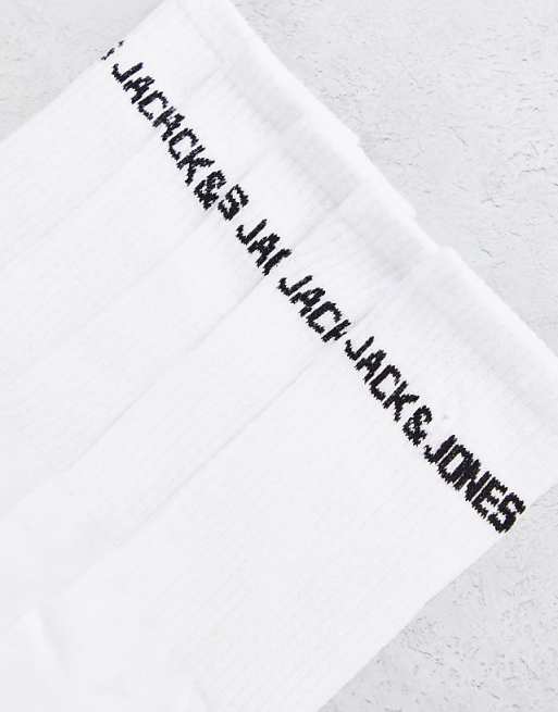 Jack & Jones 5 Pack Logo Sports Socks In White