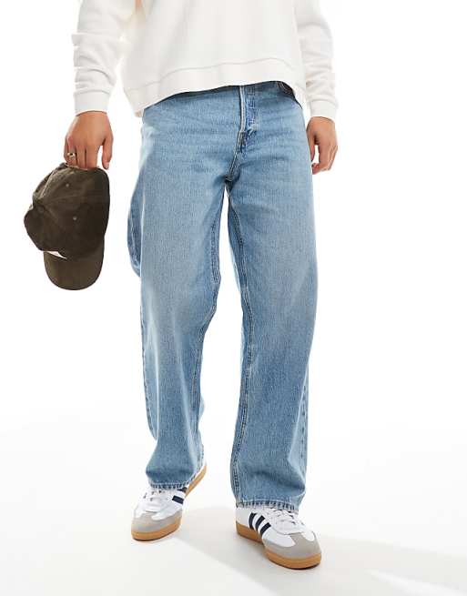 Jack & Jones Alex baggy jeans in mid blue vintage wash