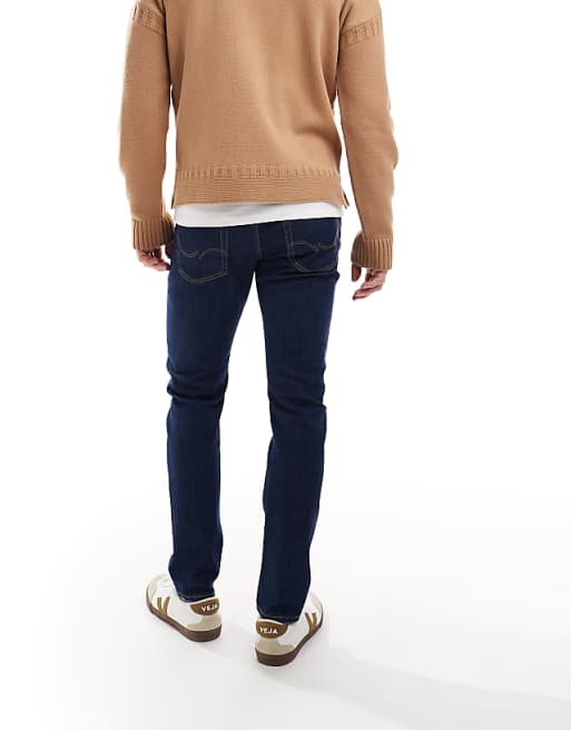 Jack & Jones Glenn Slim Fit Jeans In Dark Blue Wash