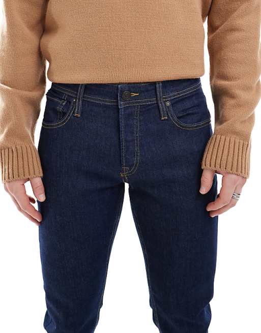 Jack & Jones Glenn Slim Fit Jeans In Dark Blue Wash