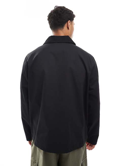 Jack & Jones Harrington Jacket With Cord Collar In Black