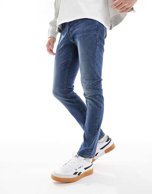 Jack & Jones Intelligence Glenn Slim Fit Jeans In Mid Blue