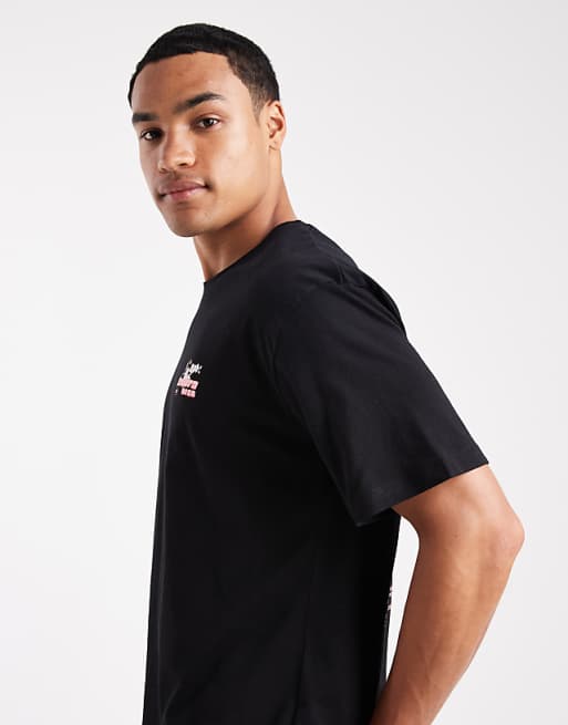 Jack & Jones Oversized T-shirt With Cherry Blossom Print In Black