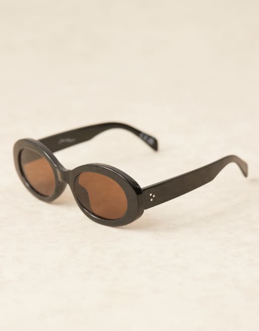 Jeepers Peepers Bubble Oval Sunglasses In Black