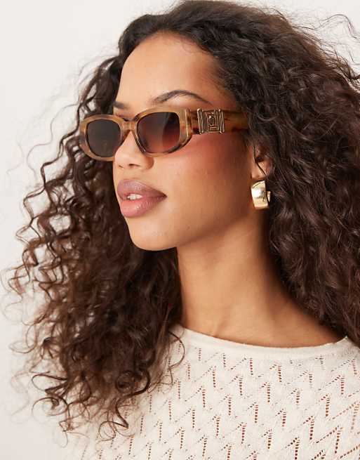 Jeepers Peepers rectangle sunglasses in brown marble