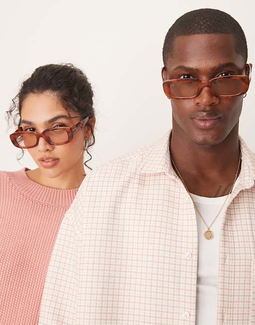 Jeepers Peepers Rectangle Sunglasses In Brown Orange Tort