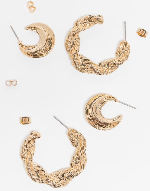 JJXX 2 Pack Multi Design Earrings In Gold