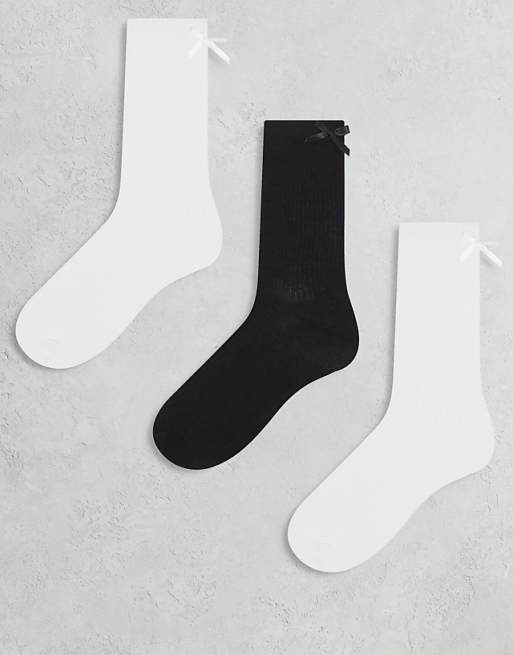 JJXX 3 pack bow socks in white mix