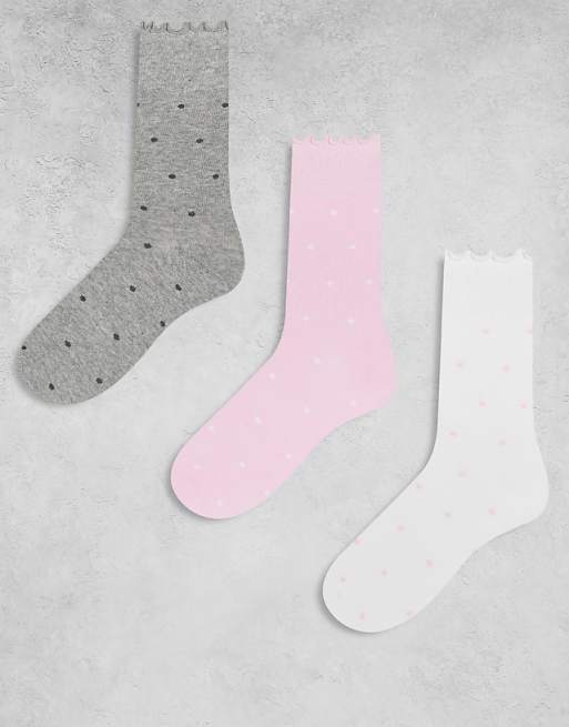 JJXX 3 pack polka dot socks in white mix