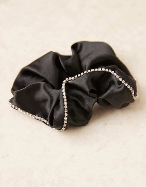 JJXX Satin Srunchie With Trim In Black