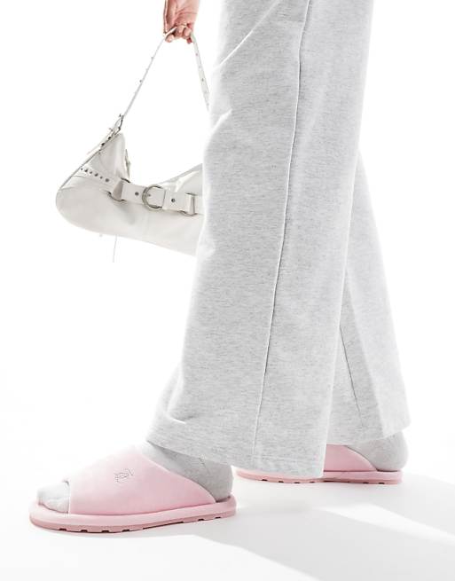 Juicy Couture Velour Padded Slipper In Baby Pink