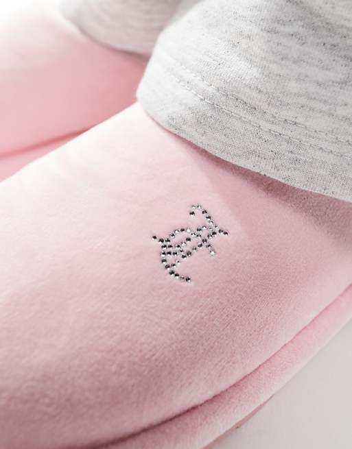 Juicy Couture Velour Padded Slipper In Baby Pink