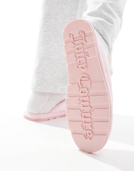 Juicy Couture Velour Padded Slipper In Baby Pink