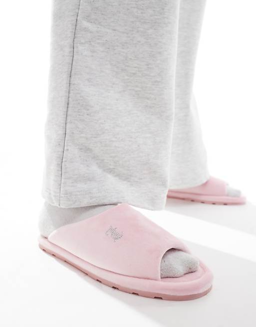 Juicy Couture velour padded slipper in baby pink
