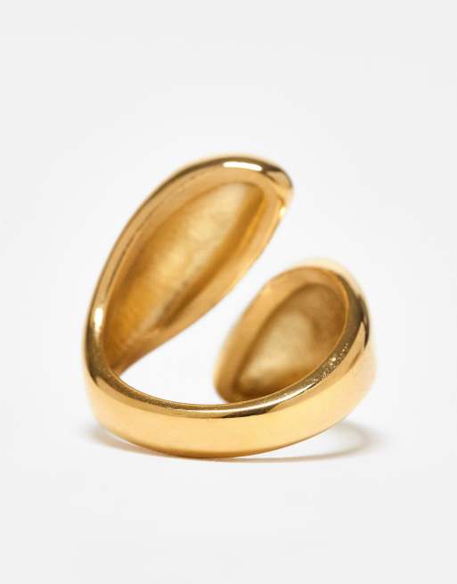Kaiia Exclusive Stainless Steel Chunky Abstract Wrap Around Ring In Gold