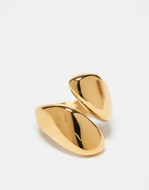 Kaiia exclusive stainless steel chunky abstract wrap around ring in gold