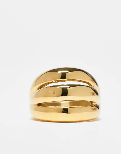 Kaiia Exclusive Stainless Steel Chunky Triple Stacked Ring In Gold