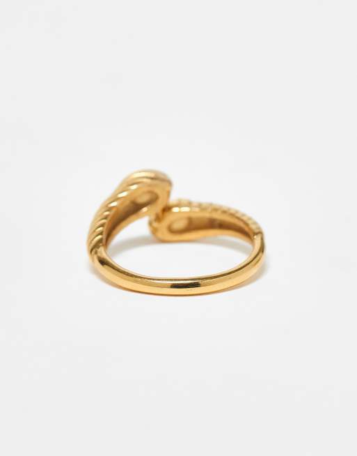 Kaiia Exclusive Stainless Steel Diamante Wrap Around Ring In Gold