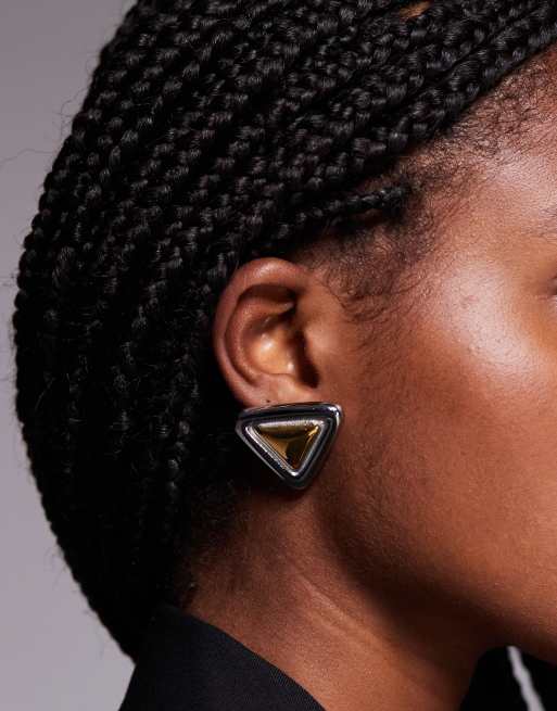 Kaiia Exclusive Stainless Steel Triangle Earrings In Mixed Metal