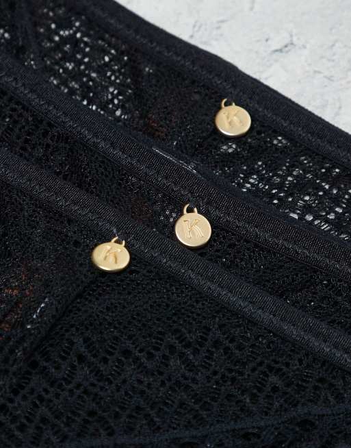 KBX Lace 3 Pack High Leg Brief In Black