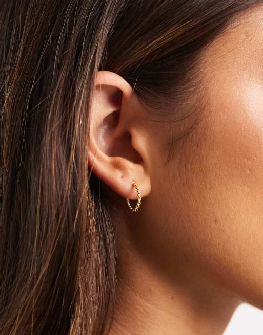 Kingsley 12mm Ryan Gold Plated Twist Hoop Earrings