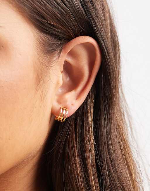 Kingsley Ryan 10mm gold plated triple band hoops