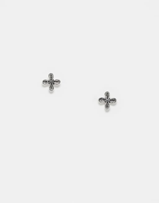 Kingsley Ryan 4 petal flower stud earrings in sterling silver