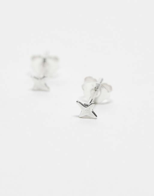 Kingsley Ryan 4 Point Star Stud Earrings In Sterling Silver