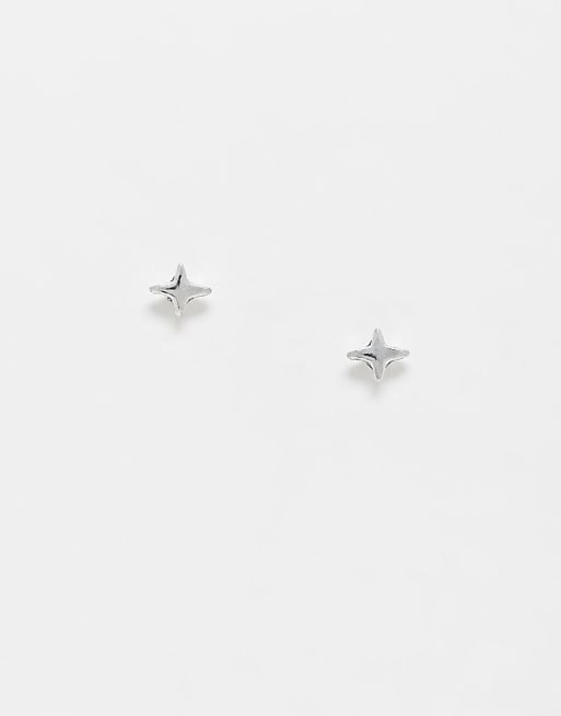 Kingsley Ryan 4 Pointed Star Stud Earrings In Sterling Silver