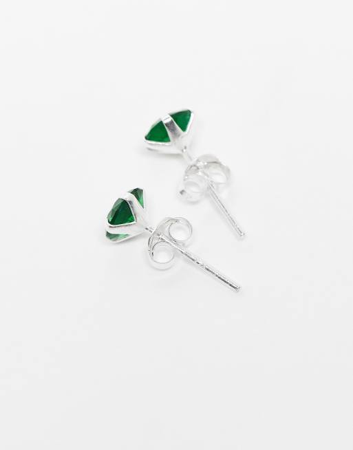 Kingsley Ryan 6mm Green Gem Set Stud Earrings In Sterling Silver