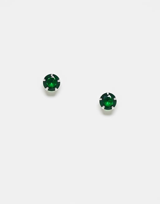 Kingsley Ryan 6mm green gem set stud earrings in sterling silver