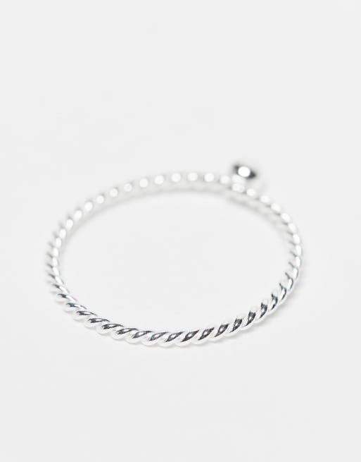 Kingsley Ryan Ball Ring On Twisted Band In Sterling Silver