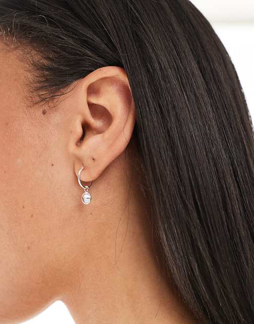 Kingsley Ryan crystal charm hoop earrings in sterling silver