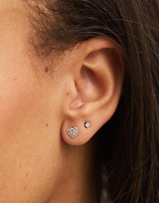 Kingsley Ryan Crystal Heart Stud Earrings In Champagne Pink