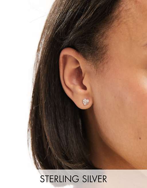 Kingsley Ryan crystal heart stud earrings in champagne pink