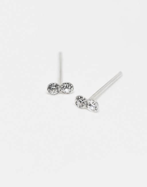 Kingsley Ryan Double Cz Stud In Sterling Silver