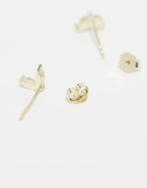 Kingsley Ryan Double Petal Stud Earrings In Gold Plated