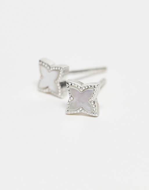 Kingsley Ryan Faux Pearl Star Stud In Sterling Silver