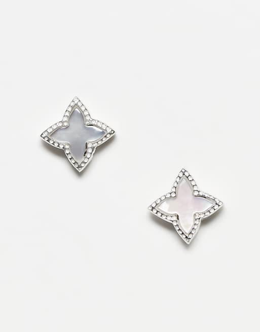 Kingsley Ryan faux pearl star stud in sterling silver