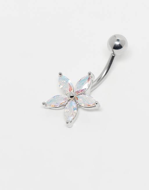 Kingsley Ryan Gem Set Flower Belly Bar