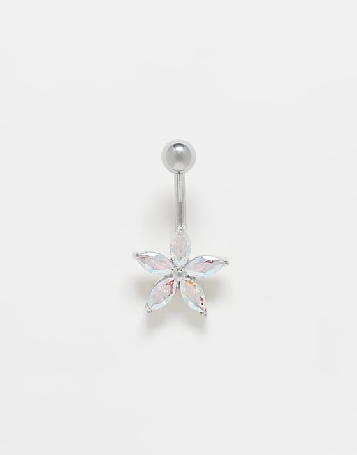 Kingsley Ryan gem set flower belly bar
