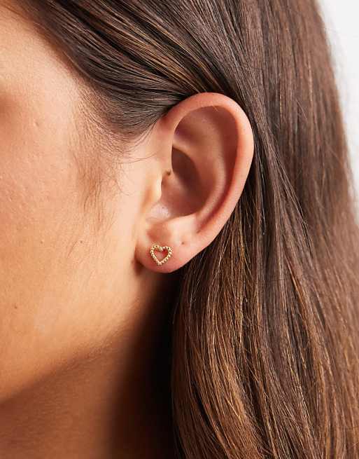 Kingsley Ryan gold plated cut out heart stud earrings