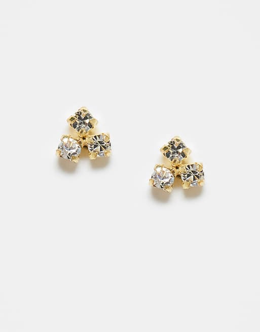 Kingsley Ryan Gold Plated Gem Cluster Stud Earrings