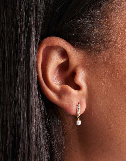 Kingsley Ryan Gold Plated Gem Set Bar And Pearl Drop Earrings