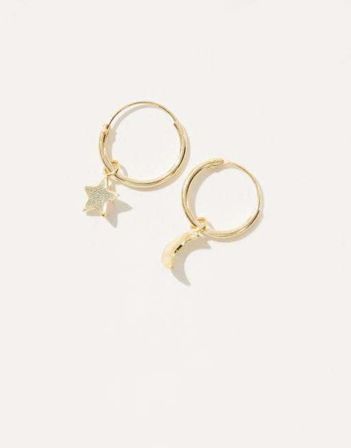 Kingsley Ryan Hoop Earrings With Star Charm In Gold Plated
