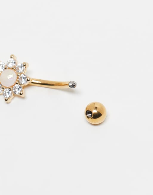 Kingsley Ryan Opal Cluster With Teardorp Charm Belly Bar In Gold