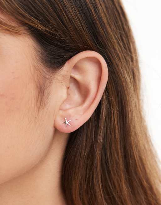 Kingsley Ryan Starfish Stud Earrings In Sterling Silver