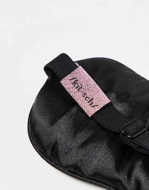 Kitsch Lavender Weighted Satin Eye Mask - Black