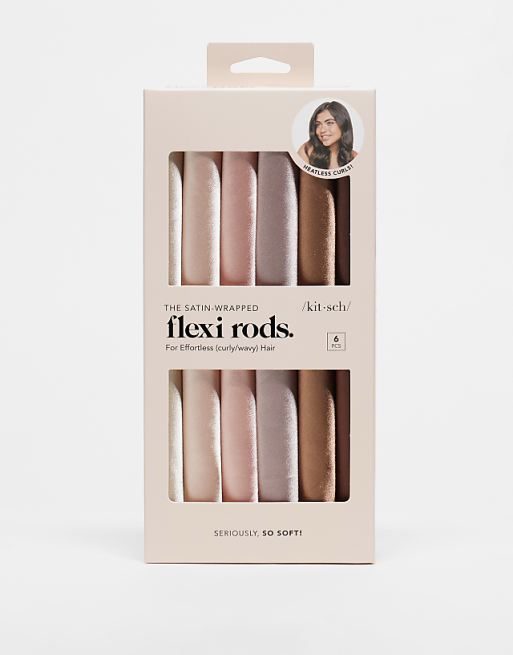 Kitsch Satin-Wrapped Flexi Rods 6 Pack - Rosewood